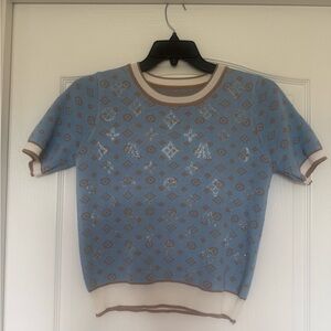 Blue Patterned Women's Top